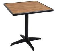 Table De Jardin Hwc-J95, Table De Balcon Table De Bistrot, Gastronomie Aluminium Aspect Bois Noir, Teak Marron