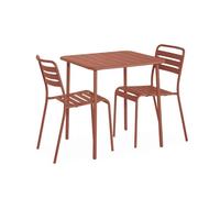 Table de jardin métal + 2 assises terracotta Amélia