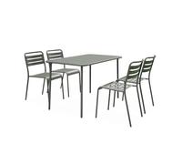 Table de jardin et 4 chaises kaki en acier Amelia 120x70xH725cm (122kg)