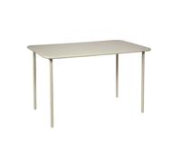 Table de jardin métal 4 places. beige. Amelia. 120x70cm. traitement antirouille. lattes et bords arrondis