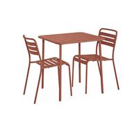 - Table de Jardin métal Terracotta Amélia avec 2 chaises