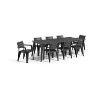 Table de Jardin Modulable 2 Plateaux 147x90cm Résine Aspect Bois Gris Graphite Julie KETER