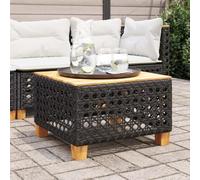 Table de Jardin Noir 55x55x36 cm en Résine Tressée et Bois d'Acacia - Meuble d'Extérieur Résistant aux UV pour Terrasse, Jardin ou Cour Plateau Stable et Facile Nettoyer - Cadre en Acier Robuste