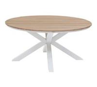 Table de jardin Oriengo bois d'acacia blanc Ø111,5 x H.75,5 cm