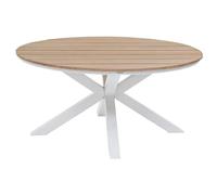 Table De Jardin Oriengo Bois D'acacia Blanc Ø111,5 X H.75,5 Cm Blanc