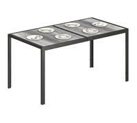 Outsunny Table de Jardin rectangulaire pour 4 à 6 Personnes, Table à Manger extérieure avec Plateau à Effet Bois et Pieds en Acier, pour Balcon, Porche, terrasse, 150 x 80 x 74 cm, Gris