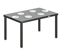 Table de jardin - Outsunny - 4 à 6 personnes - rectangulaire - plateau à lattes et pieds en acier - 140 x 90 x 74 cm - gris
