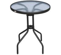 Outsunny Table Ronde Bistro de Jardin dim. Ø 60 x 70H cm métal époxy anticorrosion Noir Plateau Verre trempé
