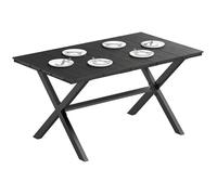 Table de jardin - Outsunny - rectangulaire - pour 4 à 6 personnes - pieds en X - métal HDPE - 150 x 90 x 74 cm - noir