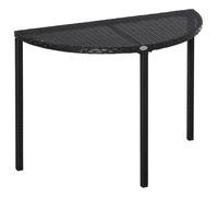 Outsunny Table de jardin demi-cercle 100 x 50 x 74 cm résine tressée 4 fils imitation rotin Noir