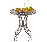 Outsunny Table de Jardin Ronde Ø 85 cm, Table de terrasse Cadre en métal, Charge de 50 kg, pour intérieur et extérieur, pour Balcon, Porche, Marron