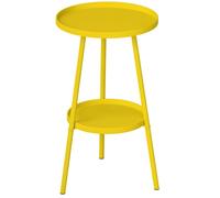 Table de jardin - Outsunny - ronde - 2 niveaux - pour terrasse, salon, balcon - en métal - jaune
