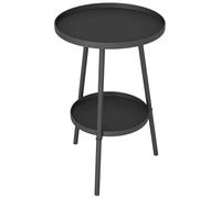 Table de jardin - Outsunny - ronde - 2 niveaux - pour terrasse, salon, balcon - en métal - noir