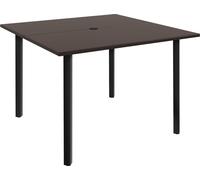 Table de jardin Outsunny, table à manger pour le jardin, table de balcon carrée pour 4 personnes table de terrasse avec trou pour parasol, acier, brun, 100 x 100 x 72 cm