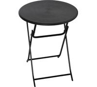 Table de jardin Outsunny, Table ronde pliante, Ø60 cm Table d'appoint pour 2 personnes, Table de jardin à manger avec aspect bois décoratif, Table de camping pour balcon, terrasse, HDPE, gris foncé