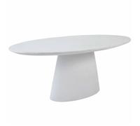 Table de jardin ovale effet béton lisse 8 places 200x110 cm blanc - Oviala