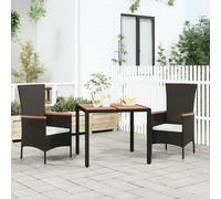 vidaXL Table de jardin plateau en bois Noir Résine tressée bois massif Noir