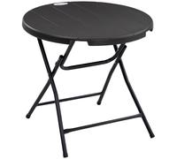 Outsunny Table de Jardin Ronde Table de Salle à Manger extérieur pour 4 Personnes avec Plateau en HDPE et Cadre en Acier dim. Ø 80 x 73H cm Gris foncé