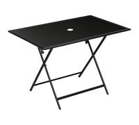 Outsunny Table de jardin pliable 6 places - plateau verre trempé, trou parasol, 110x70x70 cm - Noir
