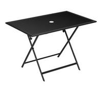 Table de jardin pliable 6 places - espace parasol - dim. 110 x 70 x 70 cm - métal époxy plateau verre trempé noir Noir G