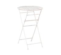 Table de Jardin Pliable Effet Vieilli Plateau Rond ⌀ 60 cm en Métal Beige Clair Trieste