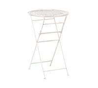Table de Jardin Pliable Effet Vieilli Plateau Rond 60 cm en Métal Beige Triest