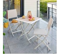 Table de jardin pliante 2 places 71x71cm AZUA beige - Hespéride