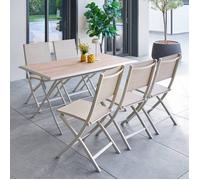 Hespéride - Table de Jardin 6 Places Azua Pliable Beige 150x80cm