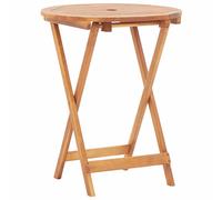 Table De Jardin Pliante 60x75 Cm En Bois D'acacia Gris Avec Trou Pour Parasol Pliable