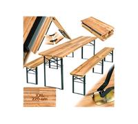 Table de jardin pliante avec bancs ensemble 3 pièces marron