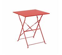 Table de jardin pliante bistrot en acier rouge Rome - Oviala