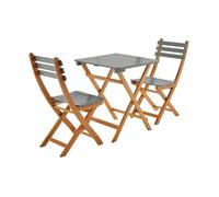 sweeek - Table de Jardin Pliante Bois d'acacia + 2 assises Kaki HILORA Table carrée