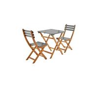 sweeek - Table de Jardin Pliante Bois d'acacia + 2 assises Kaki HILORA Table carrée