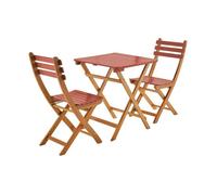 Table de jardin pliante bois d'acacia + 2 assises terracotta HILORA . table carrée