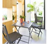 Table de jardin pliante carrée ""Azua"" graphite 2 places en aluminium traité époxy - Hespéride