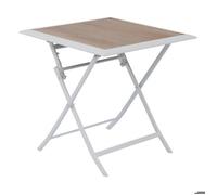 Table de jardin pliante carrée ""Azua"" houblon & blanc 2 places en aluminium traité époxy - Hespéride