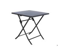 Table de jardin pliante carrée ""Greensboro"" graphite 2 places en acier traité époxy - Hespéride