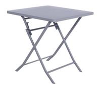 Table de jardin pliante carrée ""Greensboro"" gris quartz 2 places en acier traité époxy - Hespéride