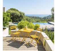 Hespéride – Table de jardin pliante Greensboro carrée 70×70cm, 2 places, acier traité époxy moutarde