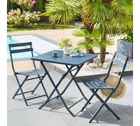 Table de jardin pliante carrée GREENSBORO Pétrole 2 places - Acier traité époxy, Traitement antirouille renforcé Hespéride