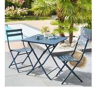 Table de jardin pliante carrée ""Greensboro"" pétrole 2 places en acier traité époxy - Hespéride