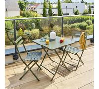 Table de jardin pliante carrée GREENSBORO Vert laurier 2 places - Acier traité époxy, Traitement antirouille renforcé Hespéride