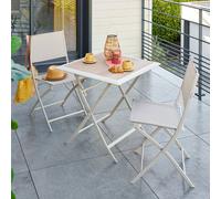 Table de jardin pliante carréee AZUA Epeautre / Argile 2 places - Aluminium traité époxy, Verre Hespéride