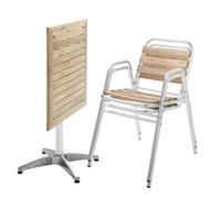 Table de jardin pliante et 2 chaises en aluminium et bois - Oviala