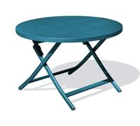 DCB Garden – Table de jardin Marius ronde pliante en aluminium 110 cm bleu canard