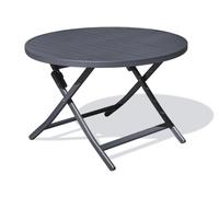 Table de jardin ronde pliante en aluminium - Gris clair - MARIUS