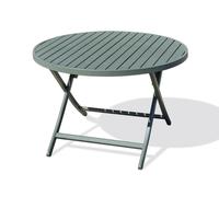 DCB Garden Table de jardin ronde pliante en aluminium vert - Kaki
