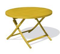 DCB Garden Table de jardin ronde pliante en aluminium Marius 110 cm Moutarde