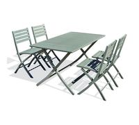 Table de jardin pliante MARIUS-TB140-KAKI et 4 chaises MARIUS-CP-KAKI pliantes