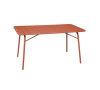 sweeek - Table de Jardin Pliante métal 6 Places. Terracotta. Amelia. 140x80cm. Traitement antirouille. Lattes et Bords arrondis